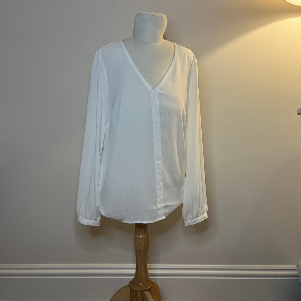 J. Crew Classic White V-Neck Blouse